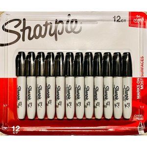 Sharpie 2167020 Permanent Markers, Chisel Tip, Black, 12 Count